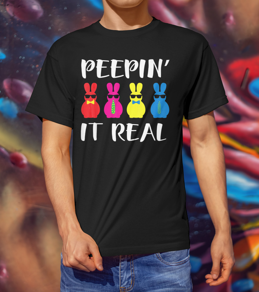 Peepin It Real Easter Bunni Sunglasses Bowties And Ties T-Shirt