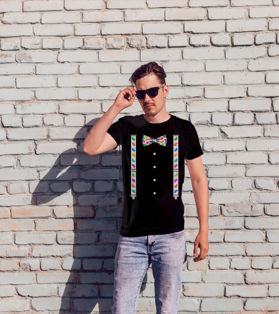 Easter Jelly Beans Bow Tie And Suspenders T-Shirt