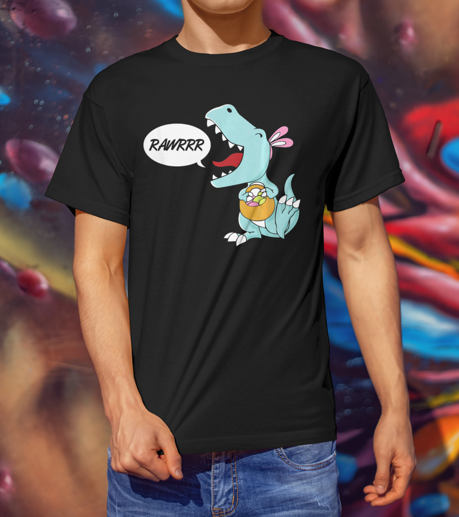 Rawrrr Bunnysaurus Rex Easter Dinosaur With Basket T-Shirt