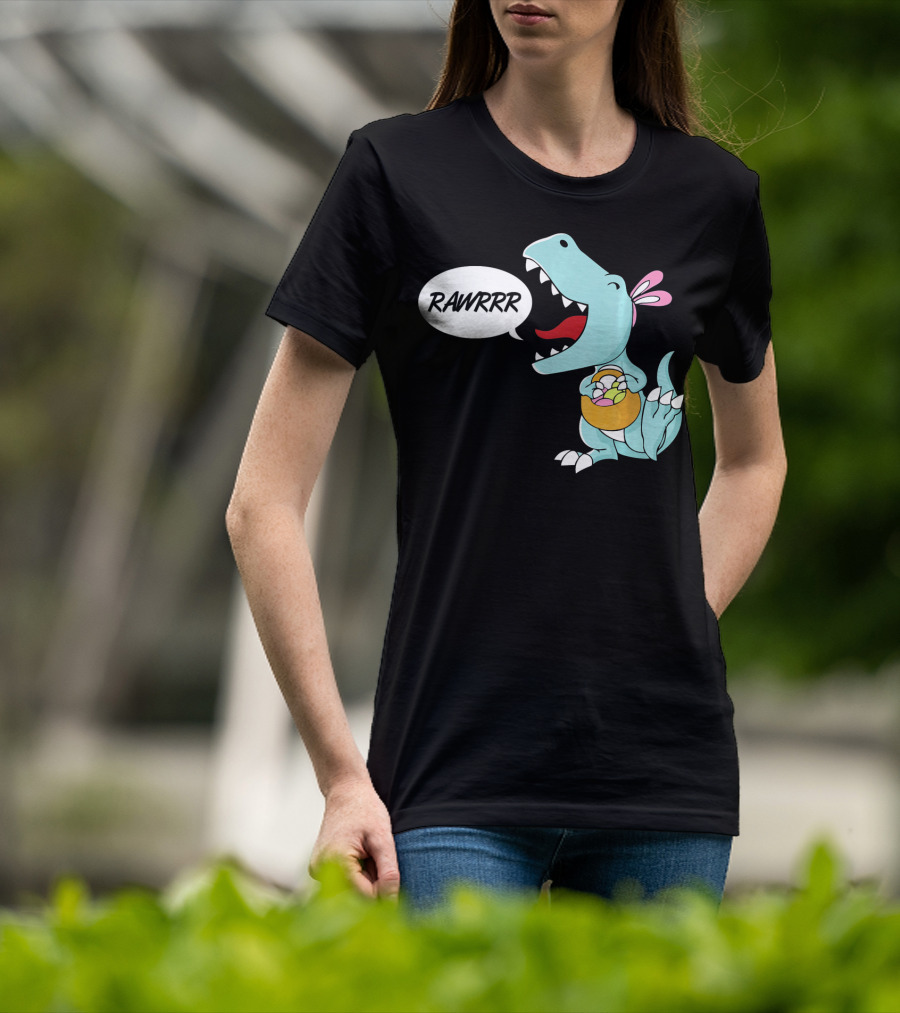 Rawrrr Bunnysaurus Rex Easter Dinosaur With Basket T-Shirt