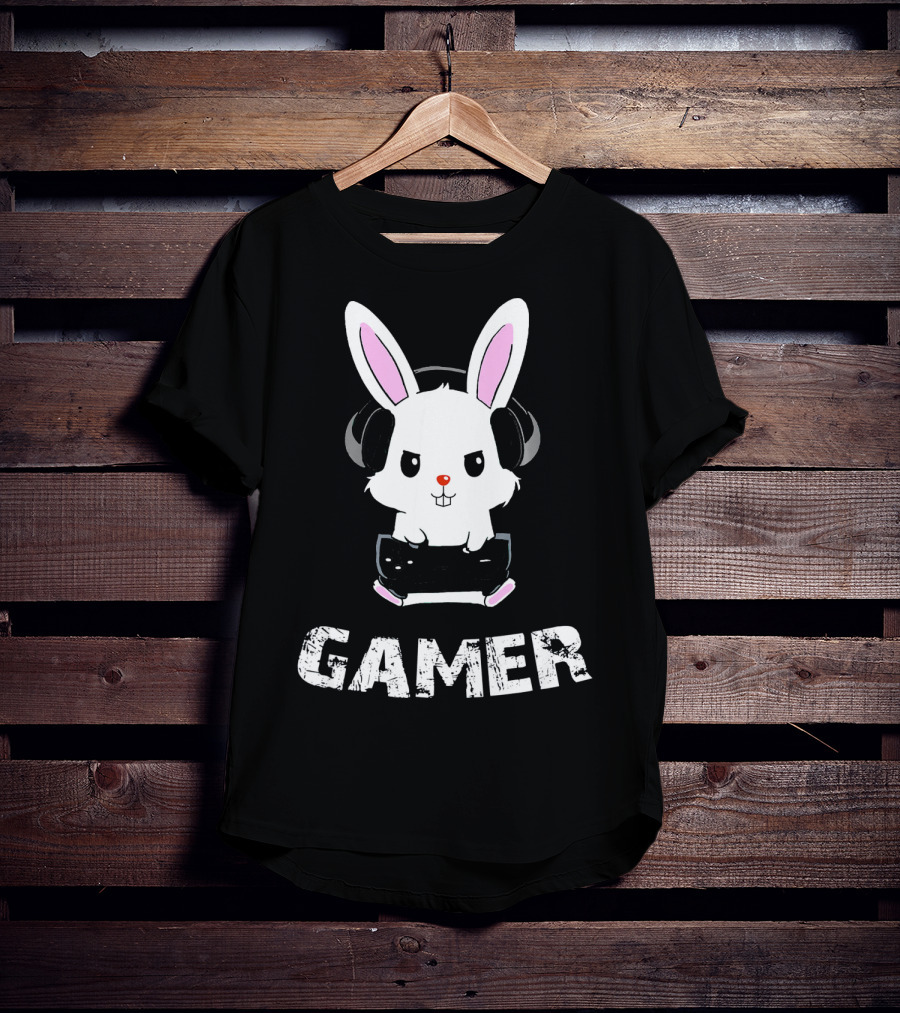 Gamer Bunny Headphones Easter Boys Gaming Men T-Shirt