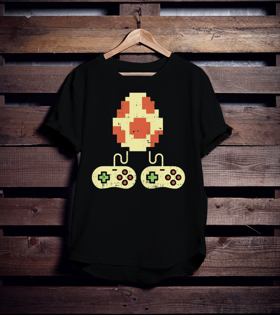 Easter Egg Pixel Art With Retro Game Controllers Gamer Gaming T-Shirt