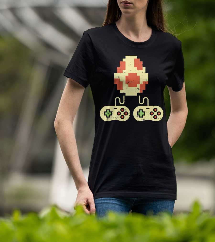 Easter Egg Pixel Art With Retro Game Controllers Gamer Gaming T-Shirt