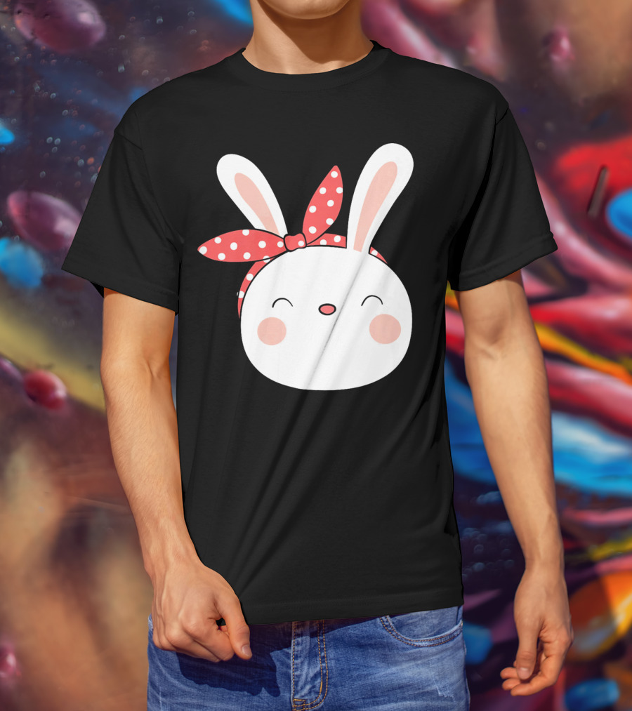 Easter Bunny With Polka Dot Headband T-Shirt