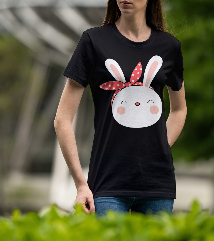 Easter Bunny With Polka Dot Headband T-Shirt