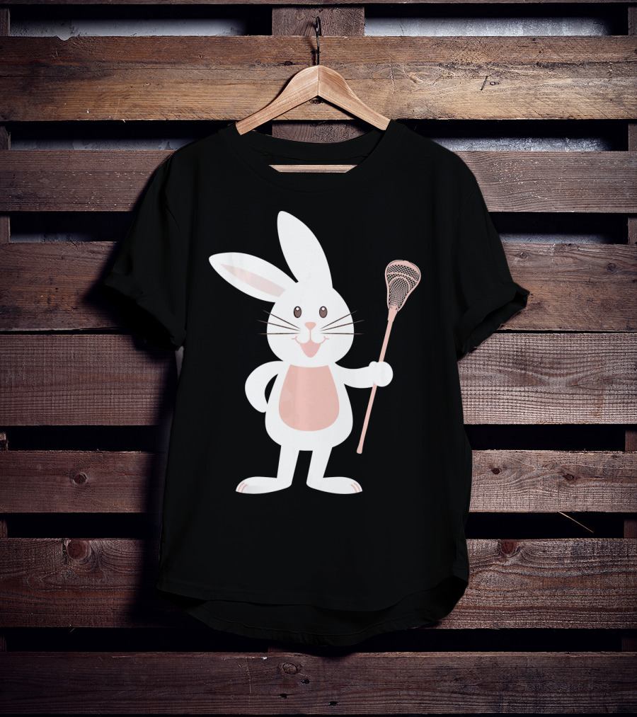 Cute Lacrosse Easter Bunny Holding Stick T-Shirt