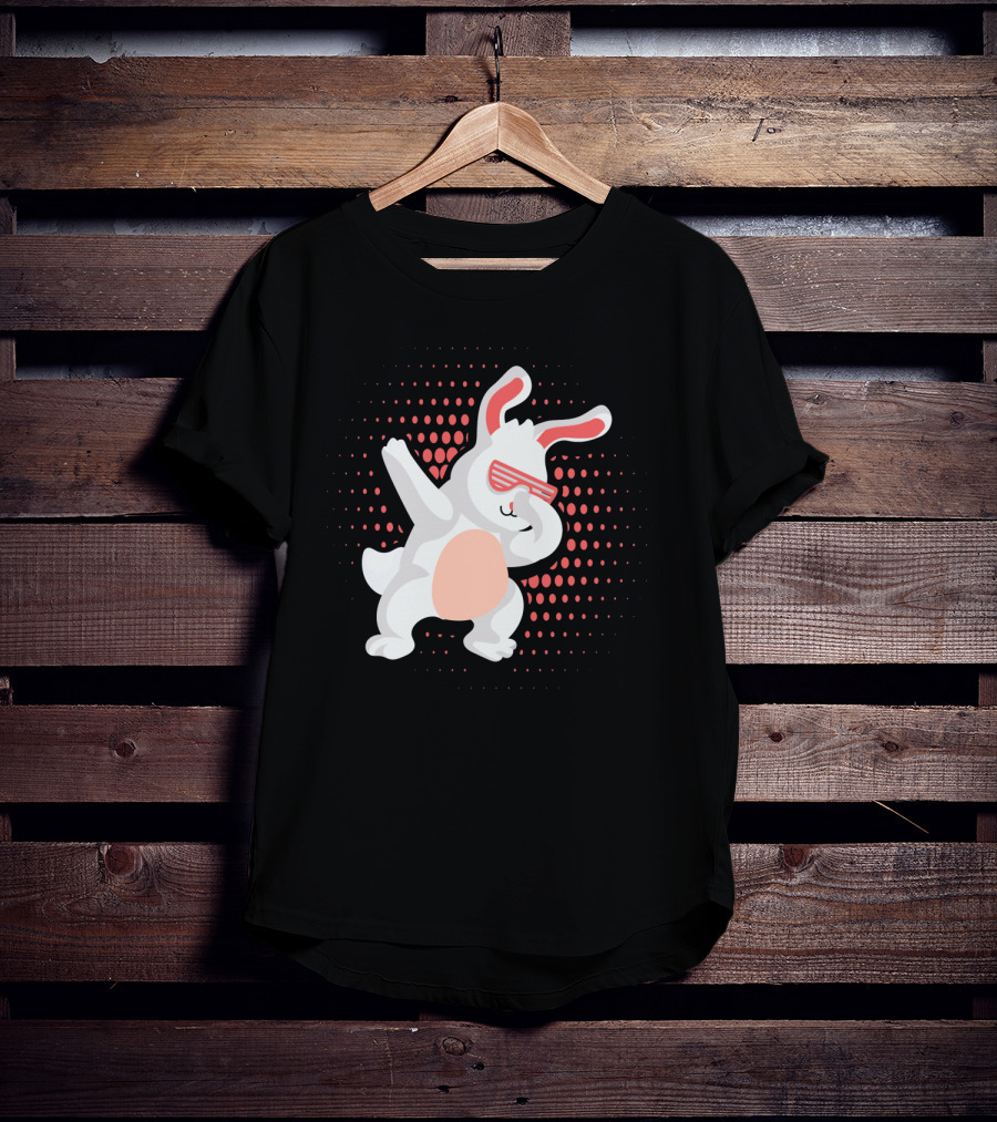 Funny Dabbing Hip Hop Bunny Easter With Shades T-Shirt