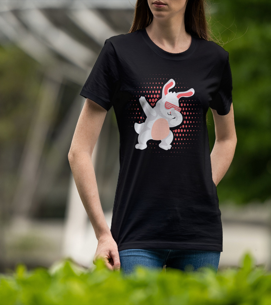 Funny Dabbing Hip Hop Bunny Easter With Shades T-Shirt