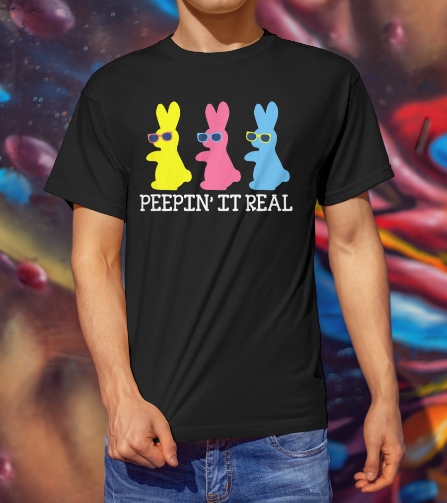 Peepin It Real Colorful Easter Bunny Sunglasses Trio T-Shirt