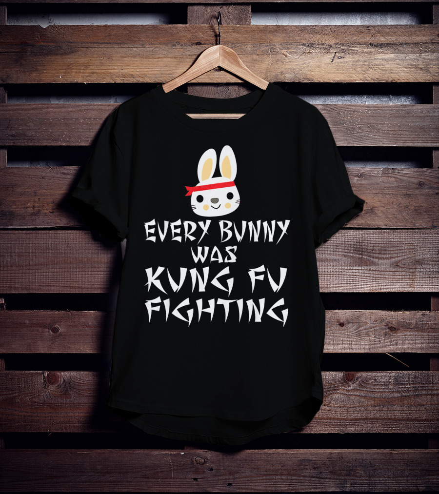 Every Bunny Was Kung Fu Fighting Bunny With Red Bandana T-Shirt
