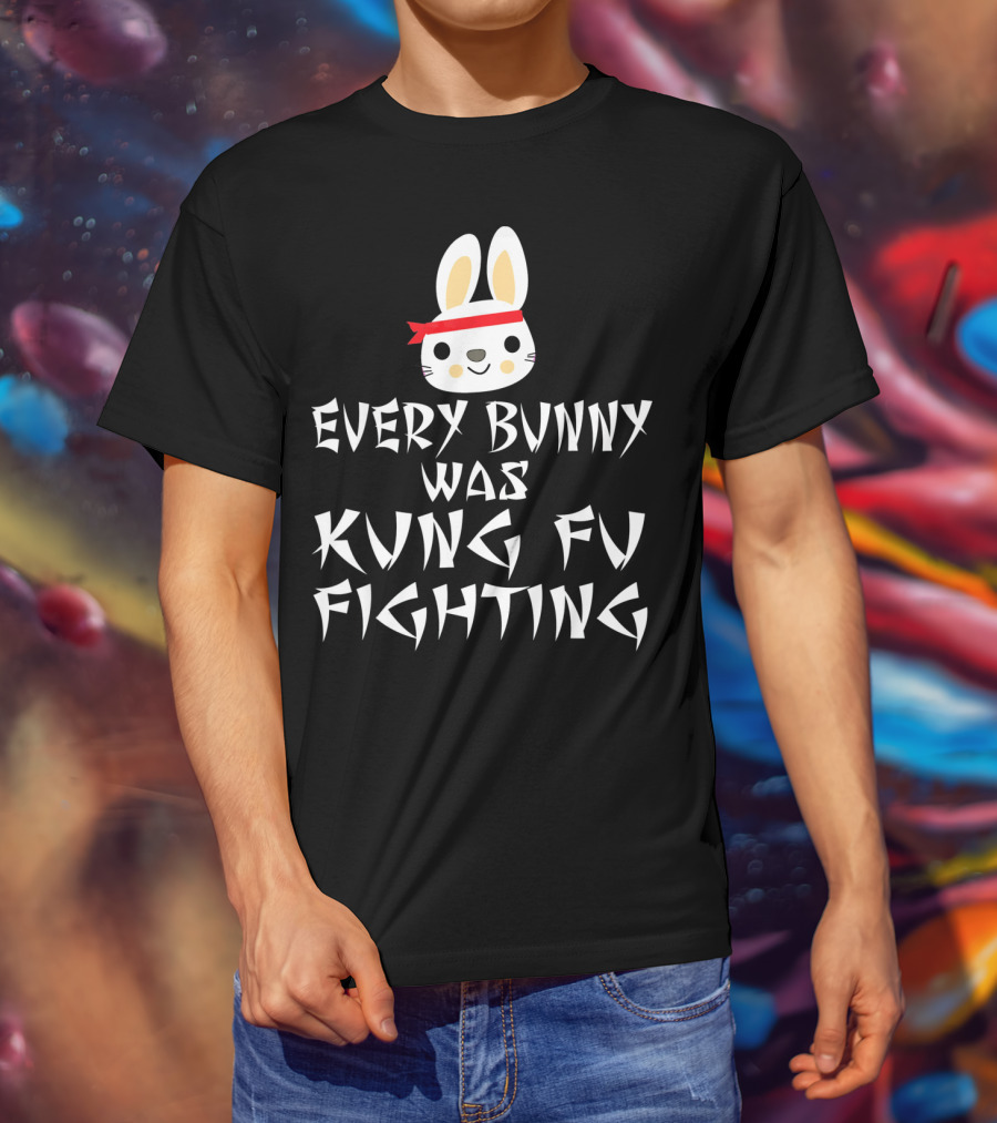 Every Bunny Was Kung Fu Fighting Bunny With Red Bandana T-Shirt