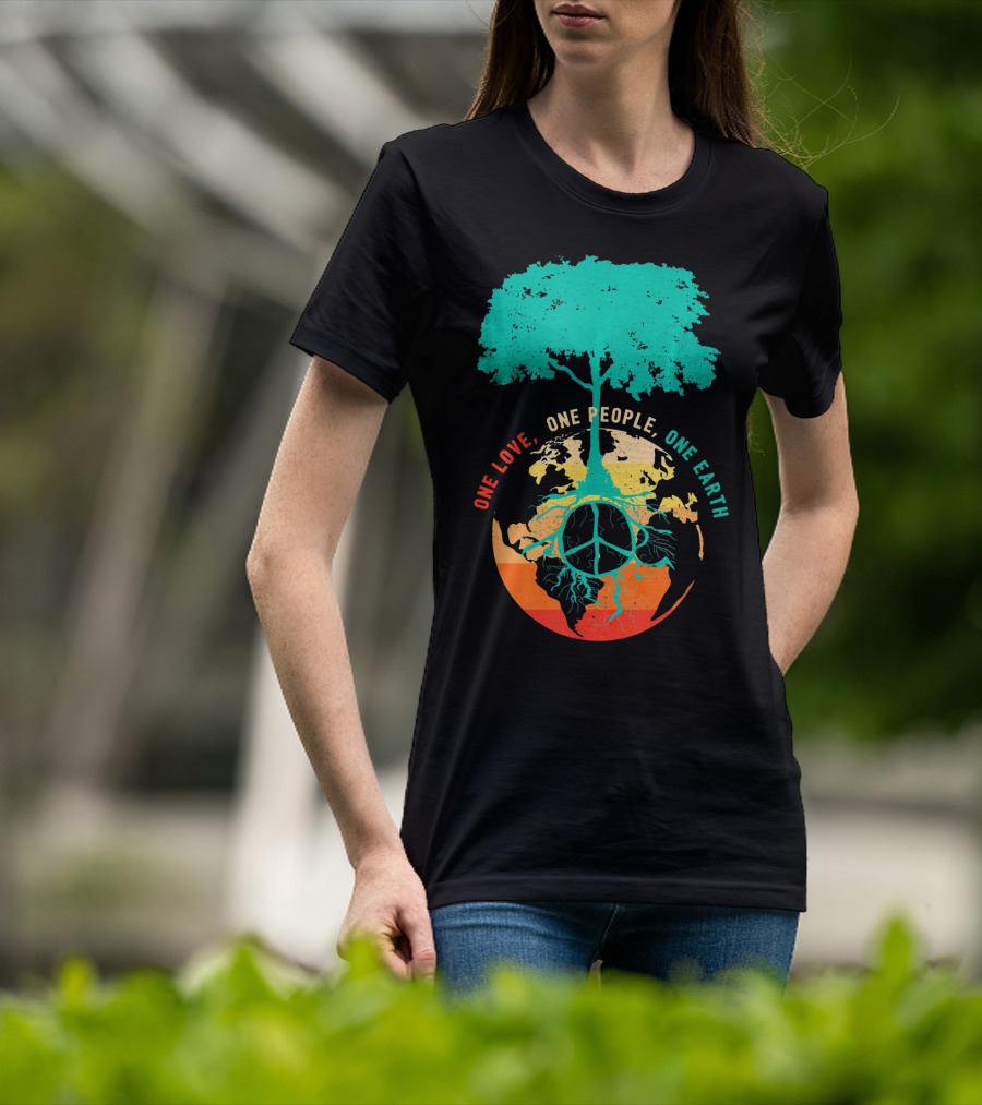 One Love One People One Earth Peace Tree T-Shirt