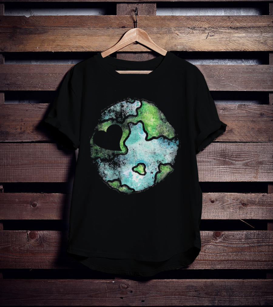 Earth Day Love Heart Vintage Artistic Planet T-Shirt