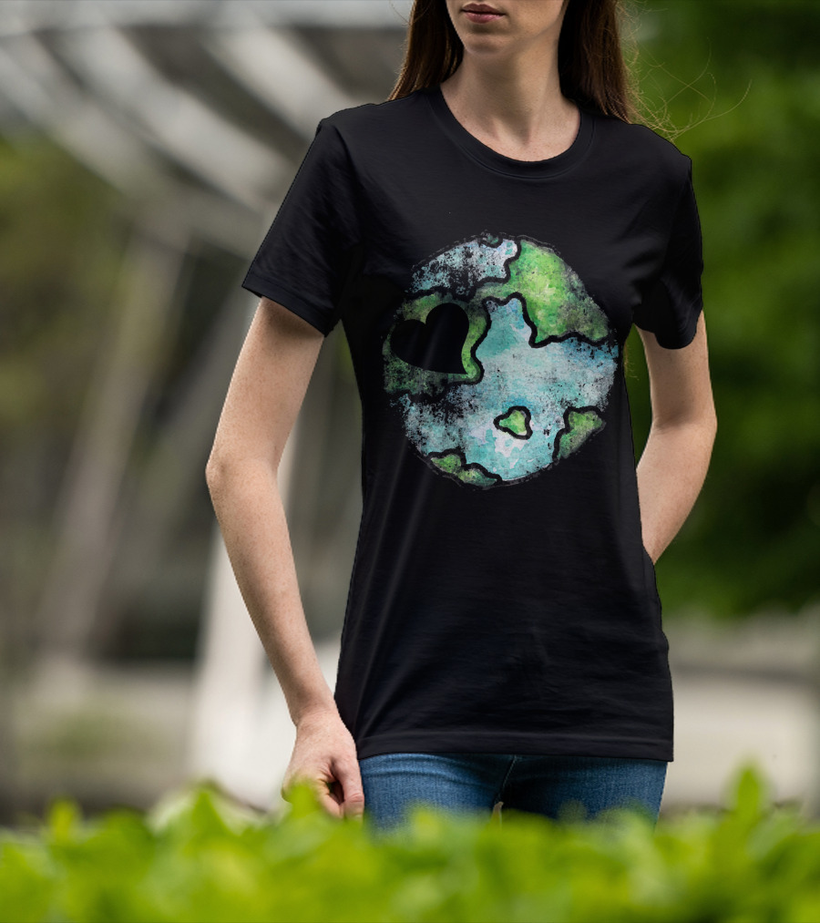 Earth Day Love Heart Vintage Artistic Planet T-Shirt