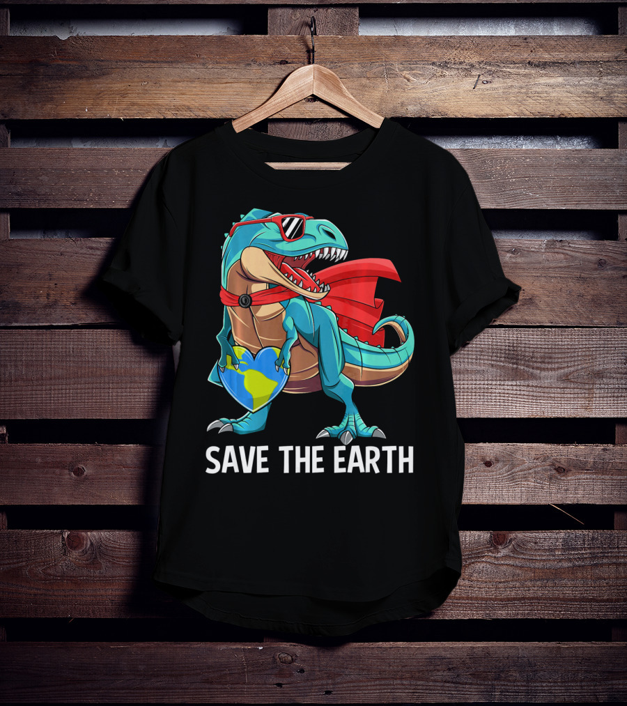 Save The Earth Dinosaur Kids Boys Earth Day T-Shirt