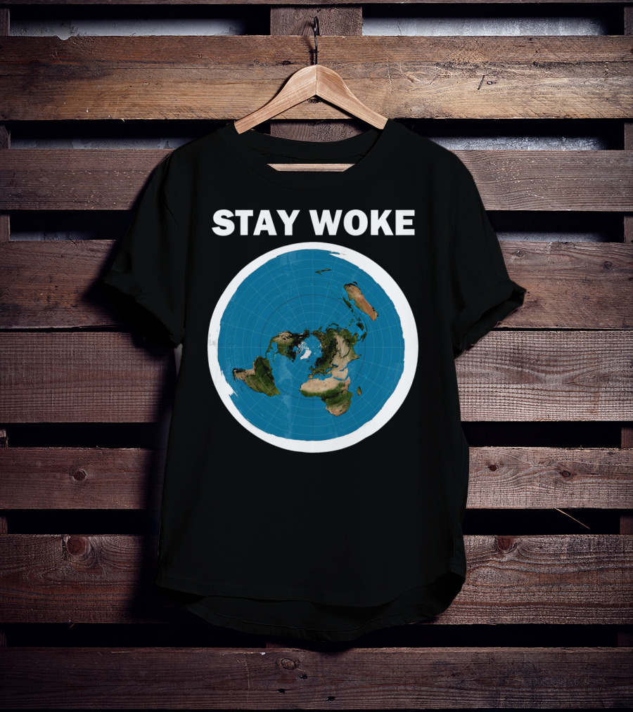 Stay Woke Flat Earth Map Representation T-Shirt