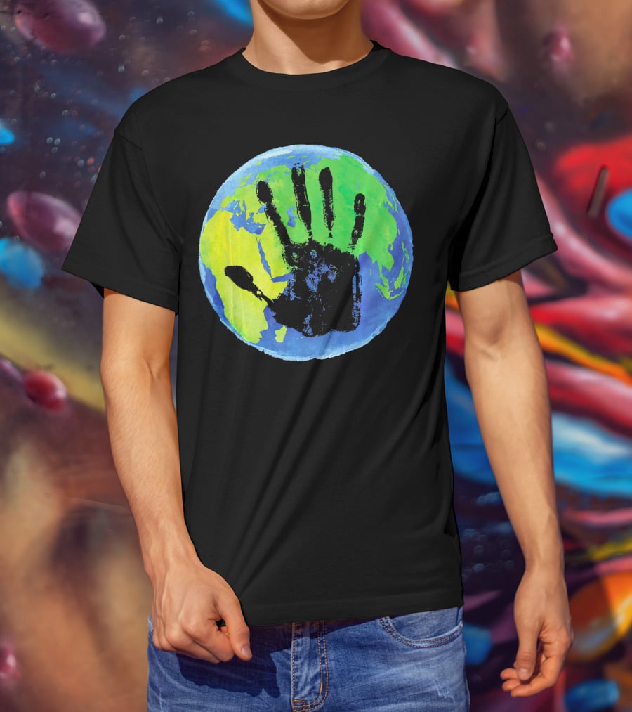 Earth Day Globe With Handprint Nature Conservation T-Shirt