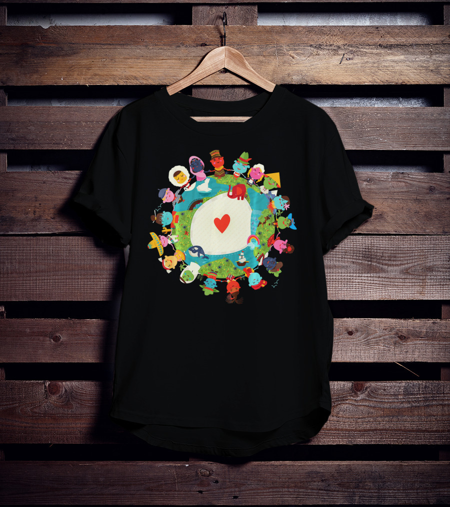 Kids United In Love For The Planet Earth With Heart And Diverse Children T-Shirt