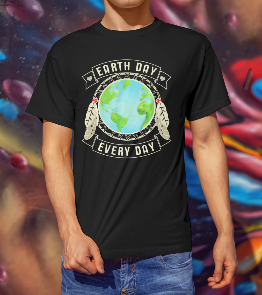 Earth Day Every Day Dreamcatcher Globe Feathers T-Shirt