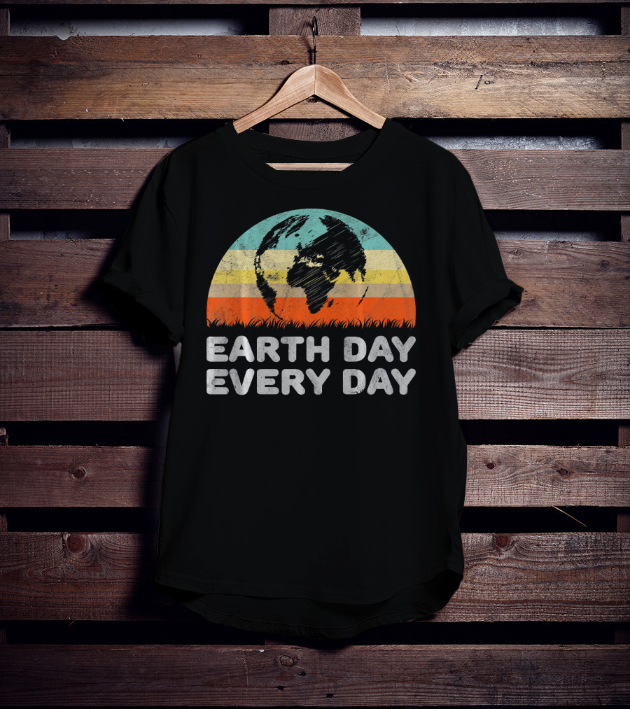 Earth Day Every Day Retro Environmental Stripes T-Shirt