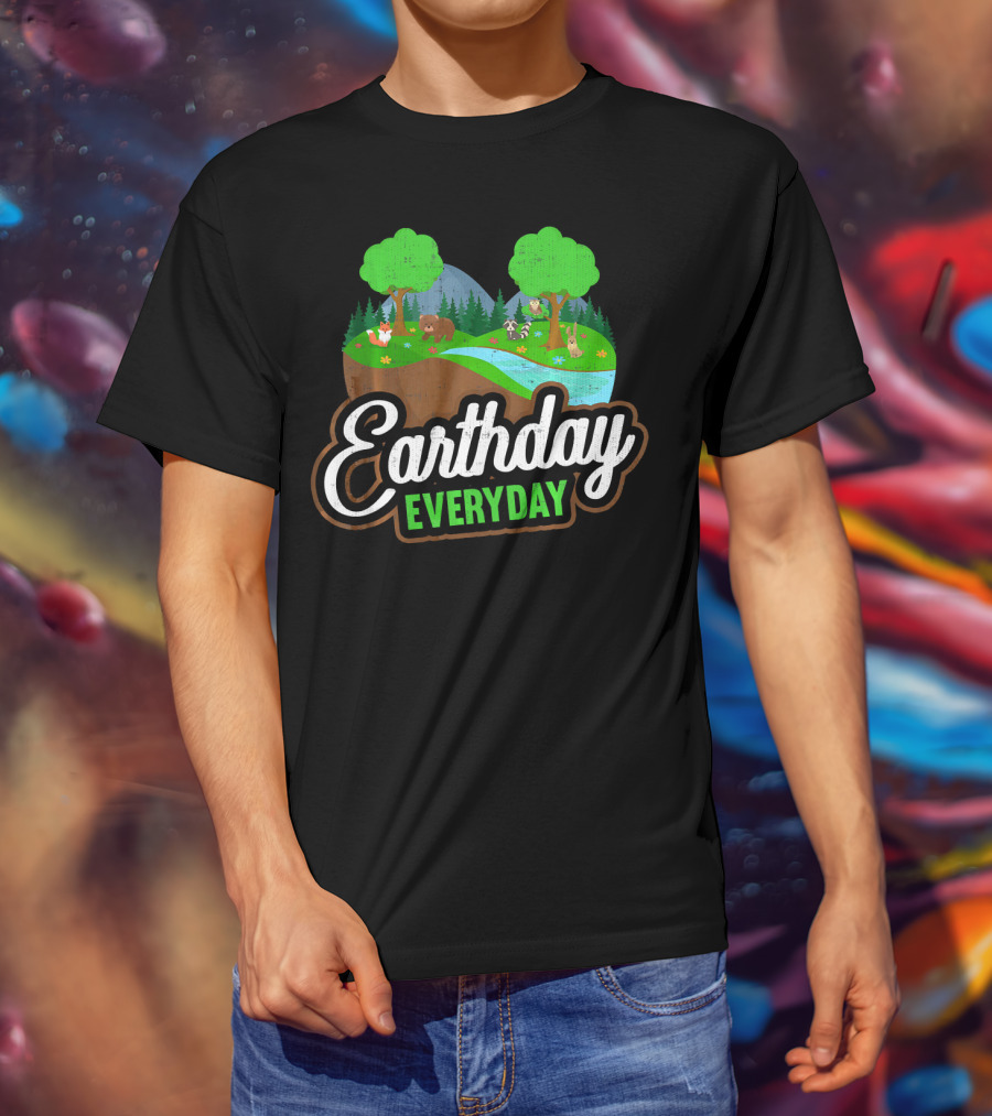 Earth Day Every Day Conservation Wildlife Nature Scene T-Shirt