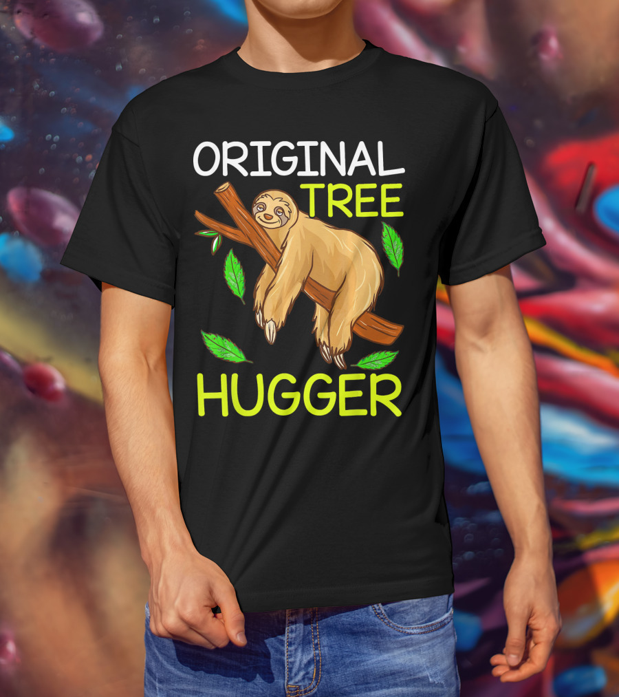 Original Tree Hugger Sloth Environmental Climate T-Shirt