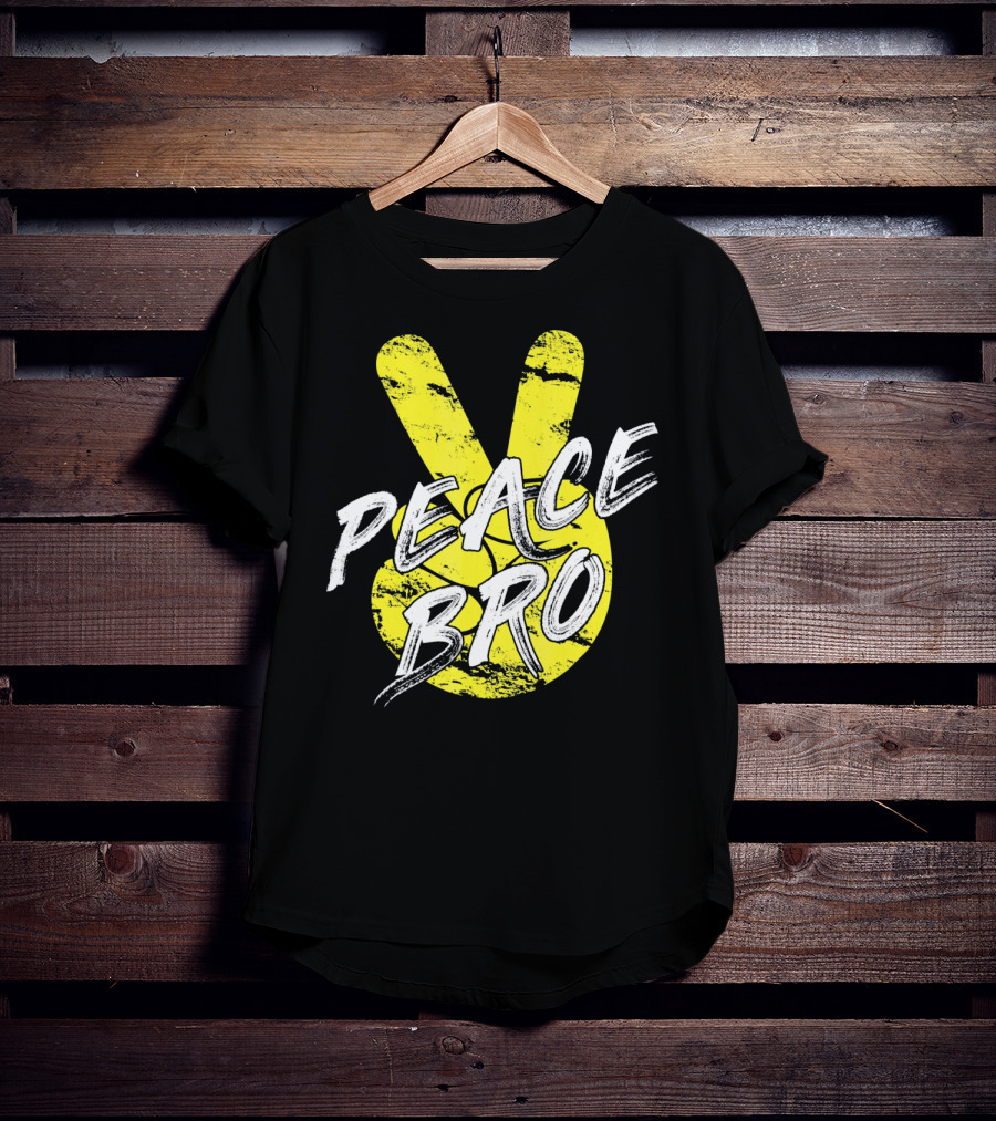 PEACE Bro Peace Sign Yellow Tex T-Shirt