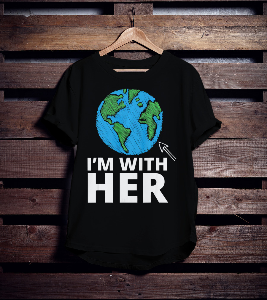 I'm With Her Earth Planet Arrow Earth T-Shirt