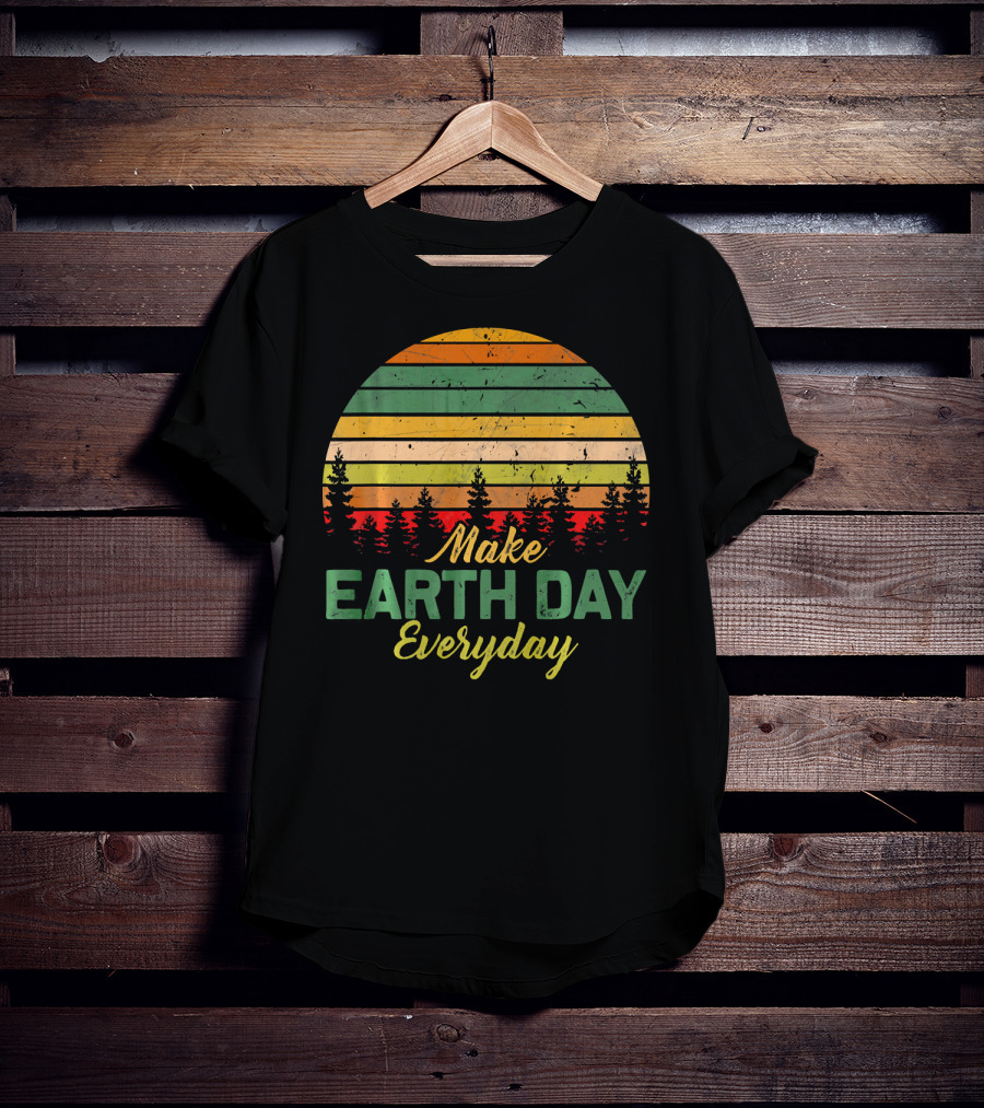Make Earth Day Everyday Forest Sunset Stripes T-Shirt