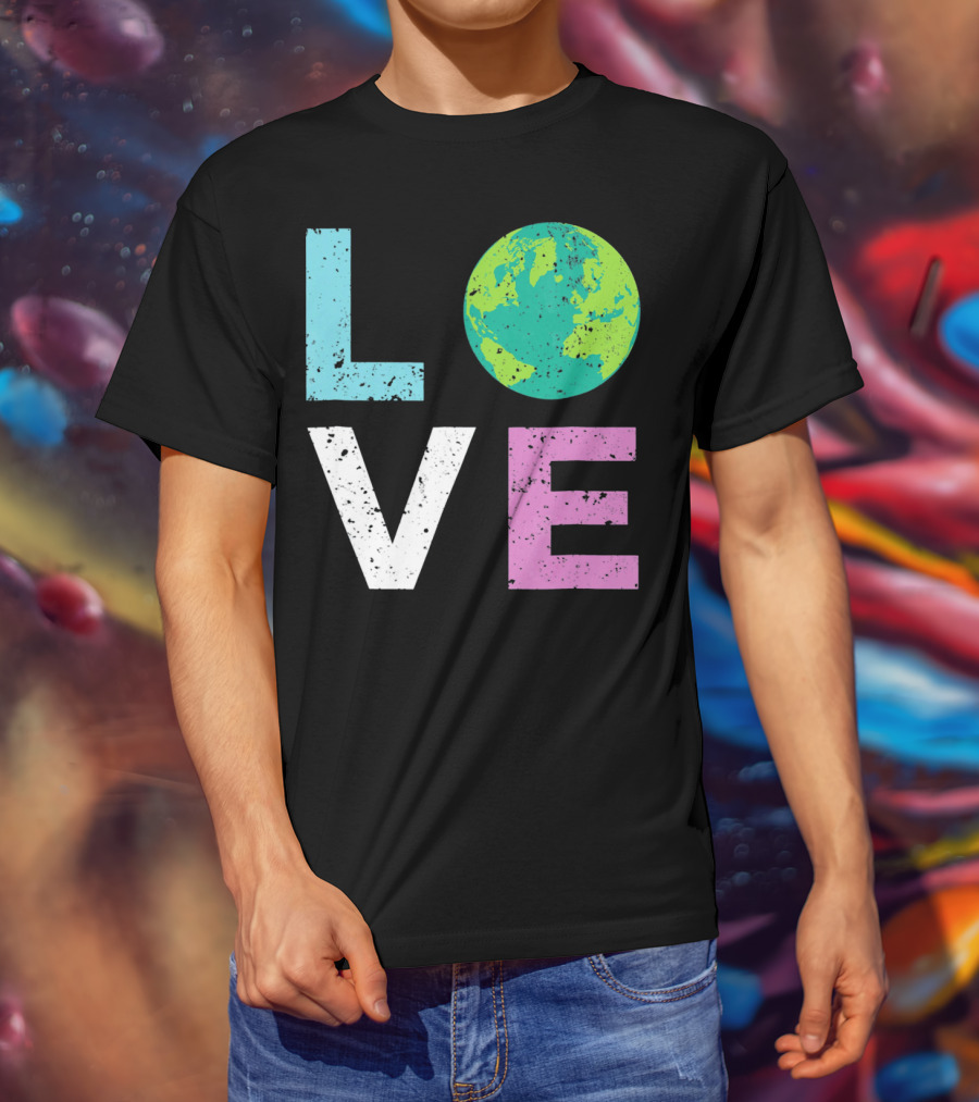 LOVE Earth Day With Globe Vin Earth T-Shirt