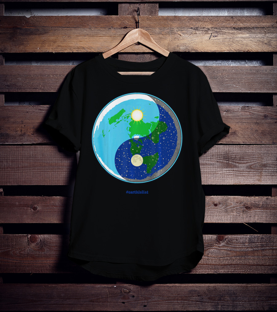 Ying Yang Flat Earth Truther #earthisflat Sun And Moon T-Shirt
