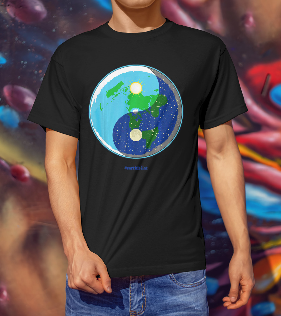 Ying Yang Flat Earth Truther #earthisflat Sun And Moon T-Shirt
