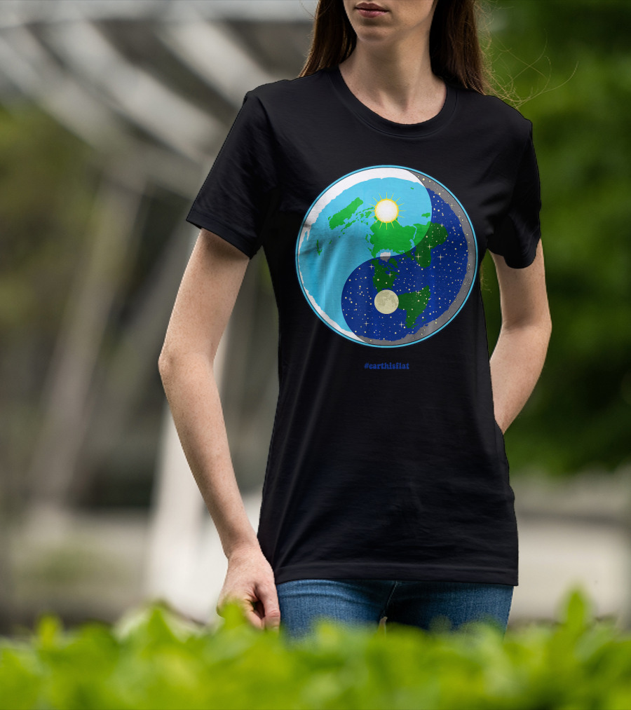Ying Yang Flat Earth Truther #earthisflat Sun And Moon T-Shirt