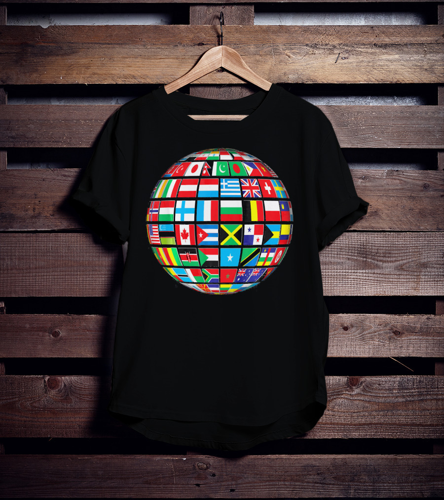 World Flag Buttons Global Flags Sphere T-Shirt