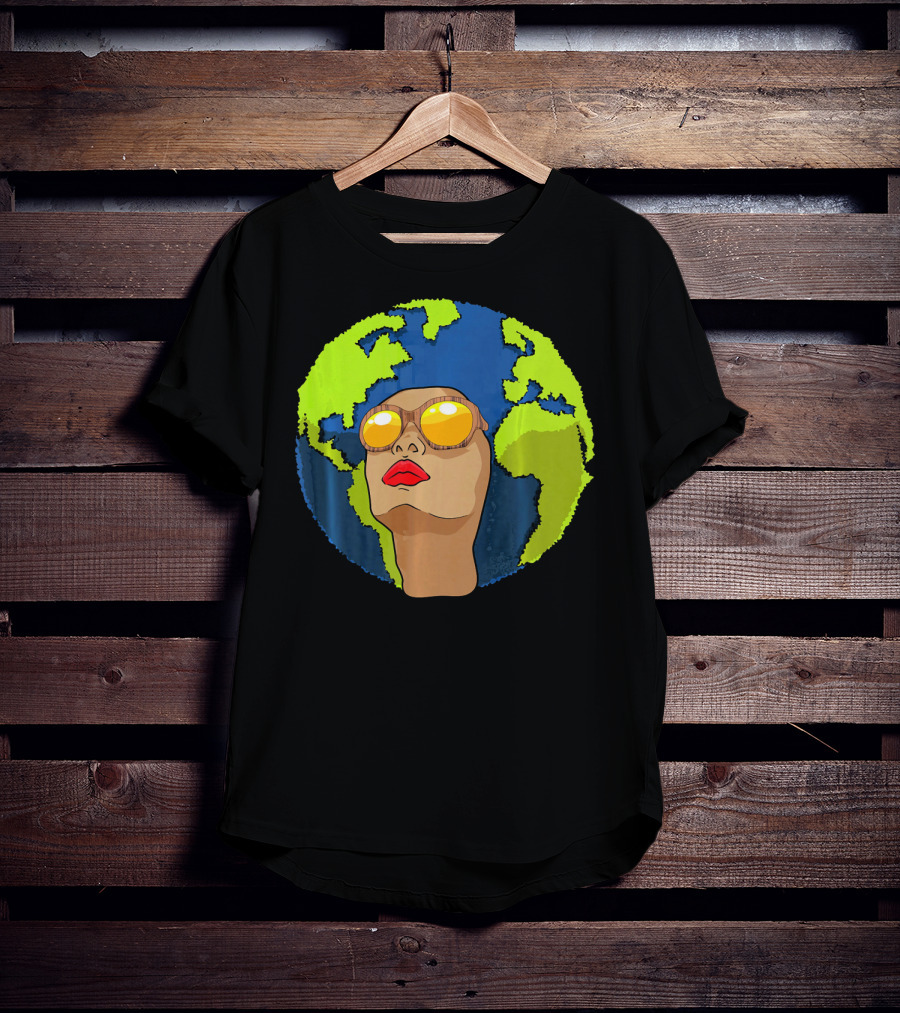 Arbor Mother Earth Day Sunglasses Reflection Globe Face T-Shirt
