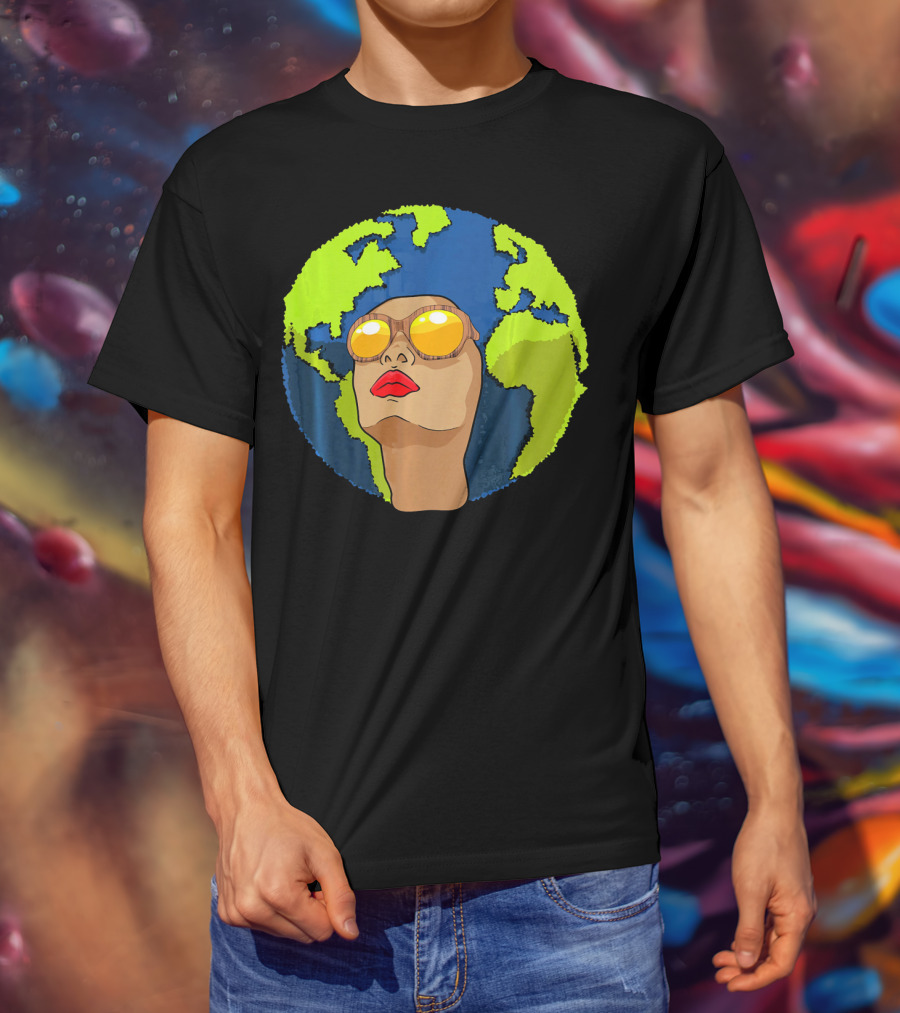 Arbor Mother Earth Day Sunglasses Reflection Globe Face T-Shirt