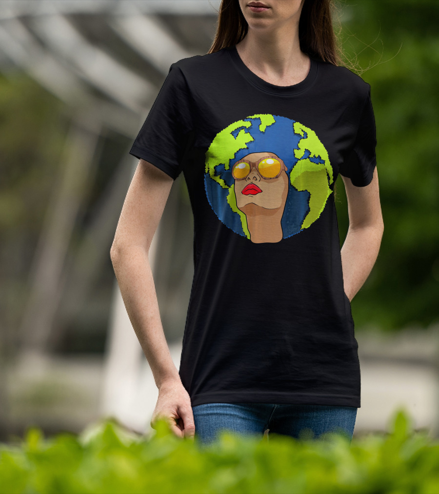 Arbor Mother Earth Day Sunglasses Reflection Globe Face T-Shirt