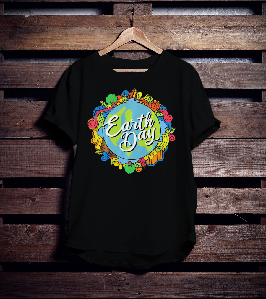 Earth Day Colorful Earth Doodle For Teachers T-Shirt