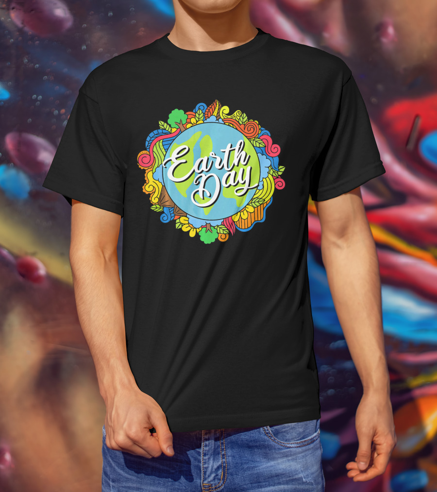 Earth Day Colorful Earth Doodle For Teachers T-Shirt