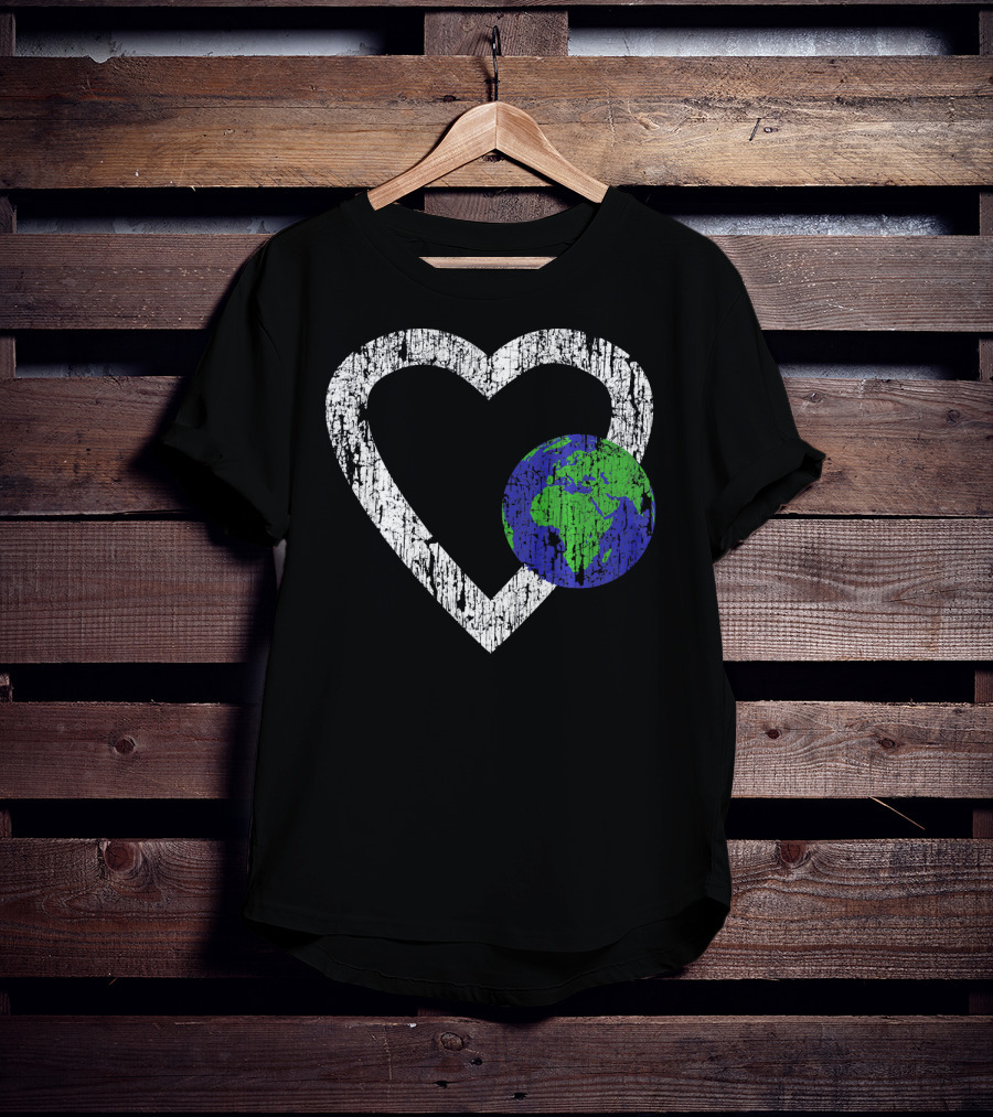 I Love Planet Earth Day Climate Change Heart World T-Shirt