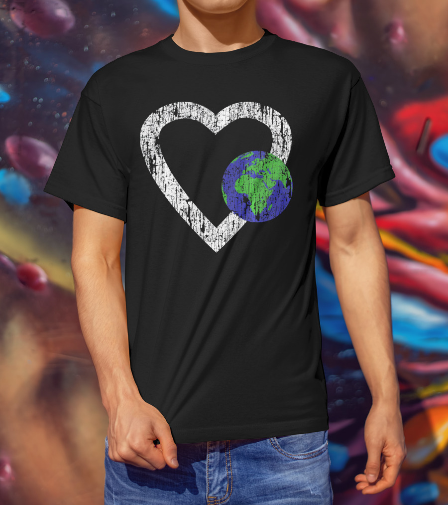 I Love Planet Earth Day Climate Change Heart World T-Shirt
