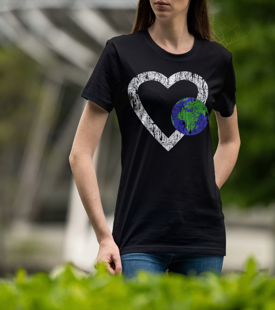I Love Planet Earth Day Climate Change Heart World T-Shirt
