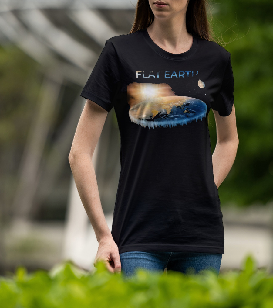 Flat Earth Dome Map With Sun And Moon T-Shirt