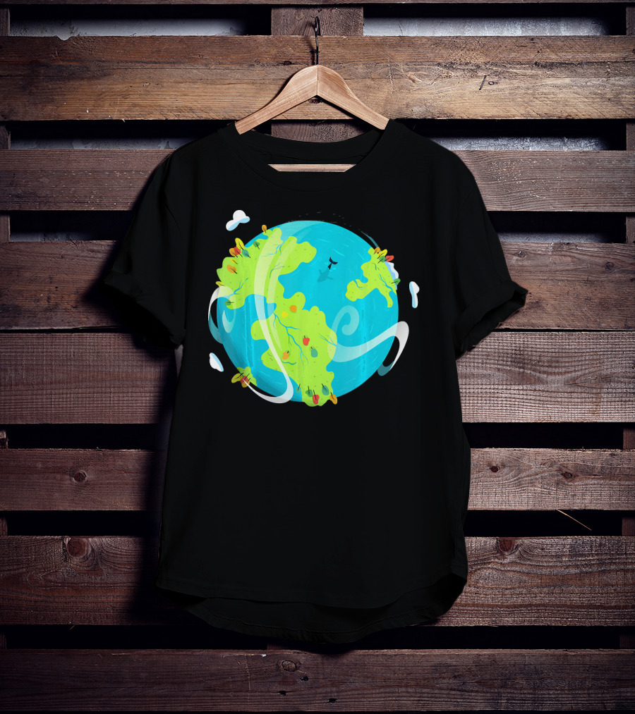 Earth Day Mother Planet Tree Dolphin Scenic Globe T-Shirt