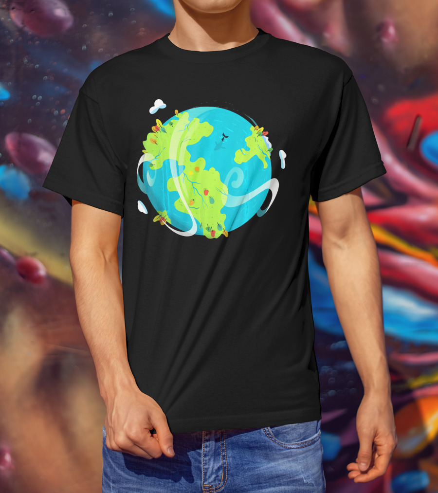 Earth Day Mother Planet Tree Dolphin Scenic Globe T-Shirt