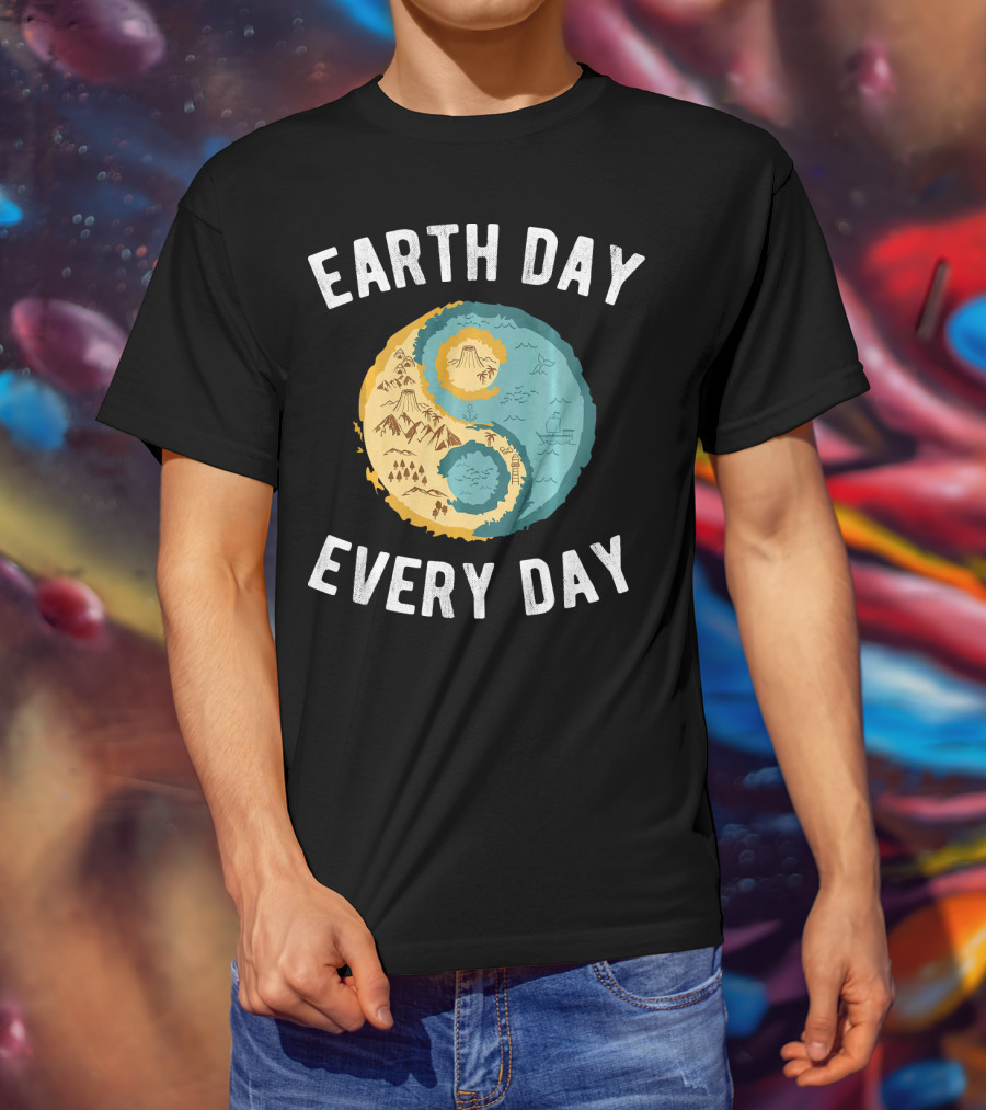 Earth Day Every Day Yin Yang Yog Nature Elements T-Shirt