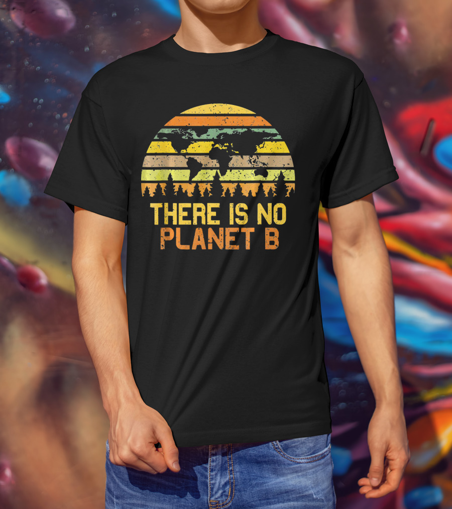 Earth Day Vintage There Is No Planet B Retro Map T-Shirt