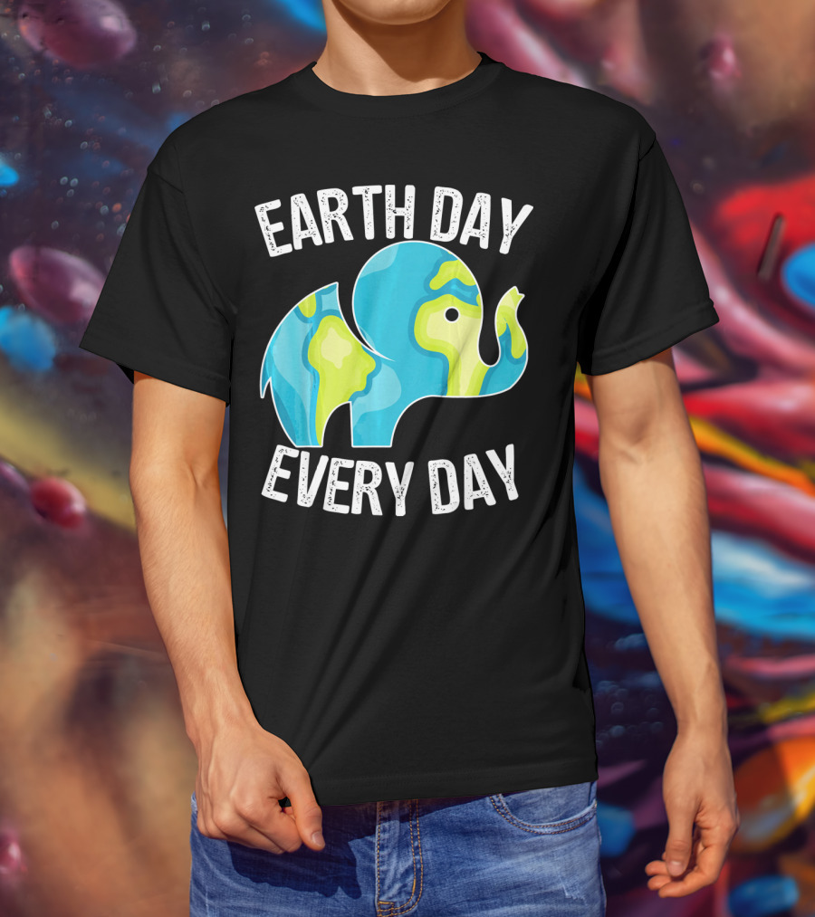 Earth Day Every Day Elephant Vintage Earth T-Shirt