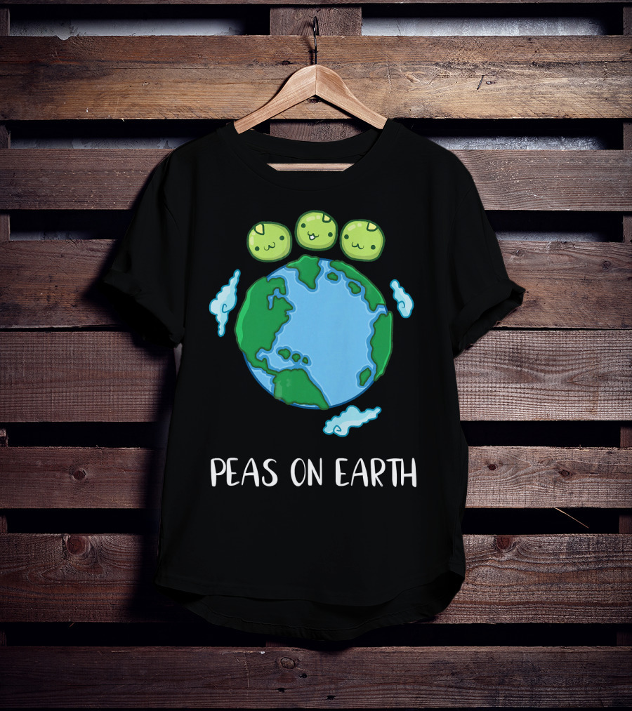 Peas On Earth Funny Peace Globe Cartoon T-Shirt