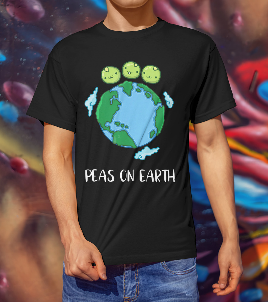 Peas On Earth Funny Peace Globe Cartoon T-Shirt